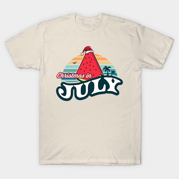 Christmas In July Watermelon Xmas Tree Summer T-Shirt by OrangeMonkeyArt